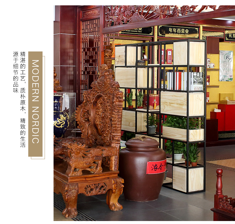 復(fù)古美式多層隔斷柜客廳置物架鐵藝實(shí)木擱板