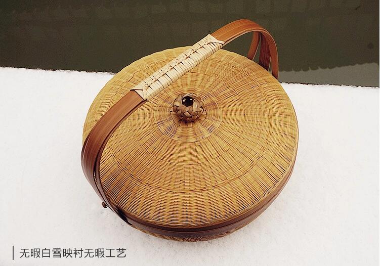 竹編制品中國風茶點收納簞籃