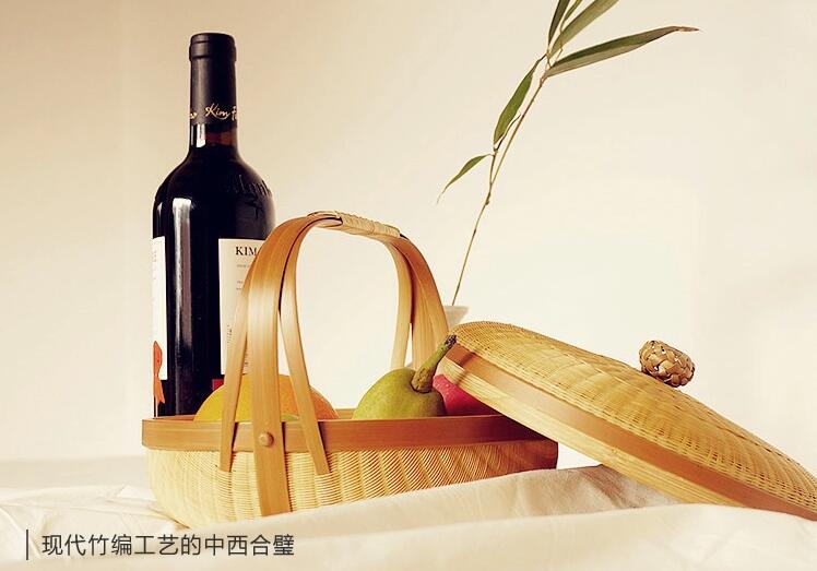 竹編制品中國風茶點收納簞籃