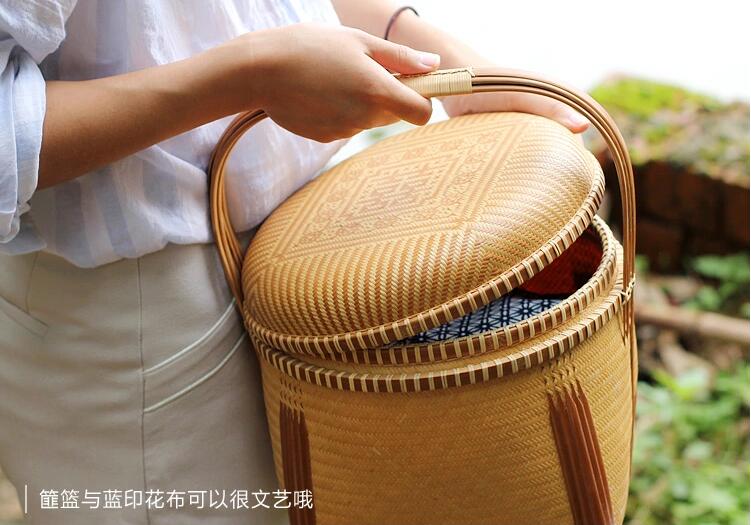 中國風竹編收藏品手工竹籃
