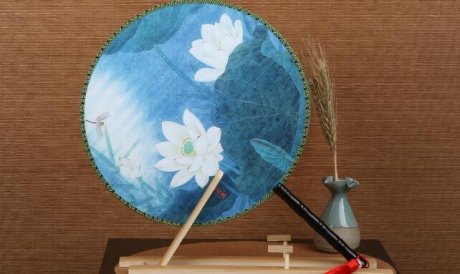 雙面印花團扇，古典宮廷漢服扇子