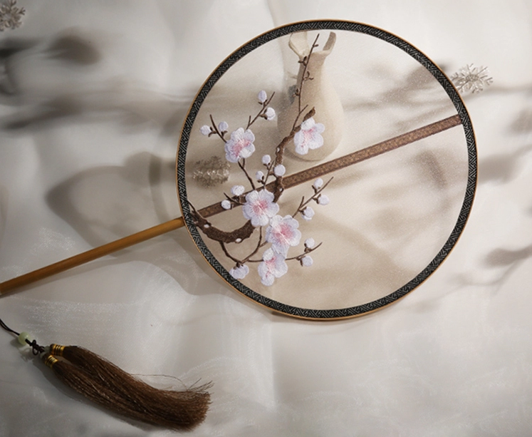五款中國風刺繡團扇，蘇繡繡花宮扇扇子