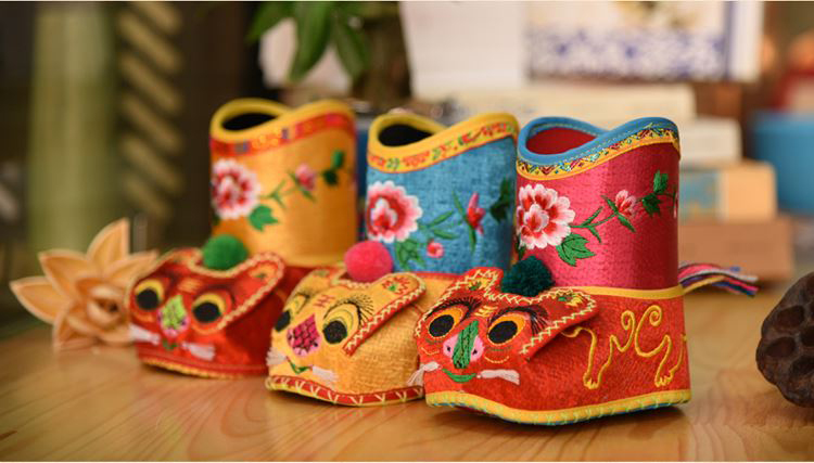 中國風傳統手工懷舊迷你小鞋子簡約刺繡筆筒