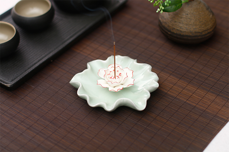 蓮花香爐香插線香爐，創意唯美中式陶瓷熏香爐