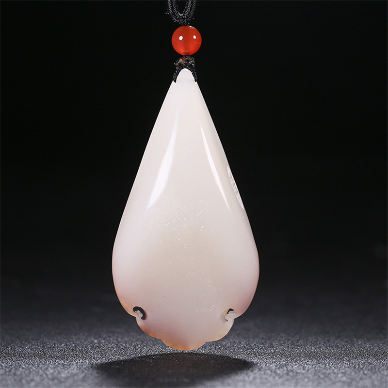財福雙至和田玉貔貅掛墜，白玉籽料吊墜