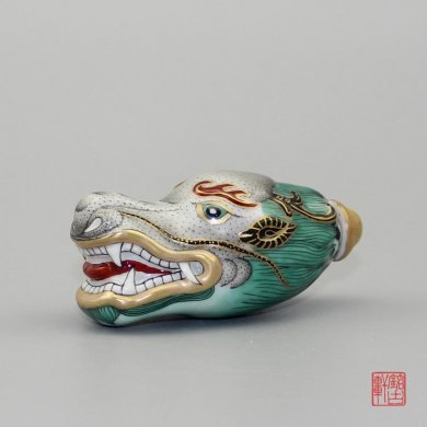 手繪粉彩描金龍陶瓷鼻煙壺