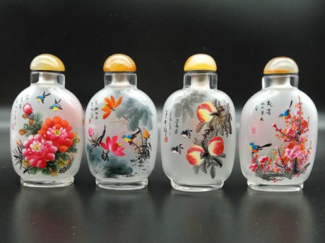 花鳥四件套純手工內畫鼻煙壺