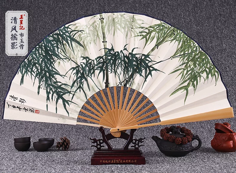 中國風手繪水墨畫折扇