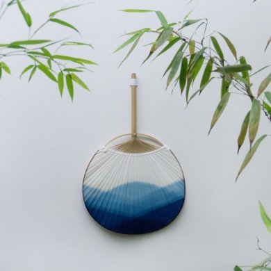 藍染中國風團扇，古風古典中式手工扇子