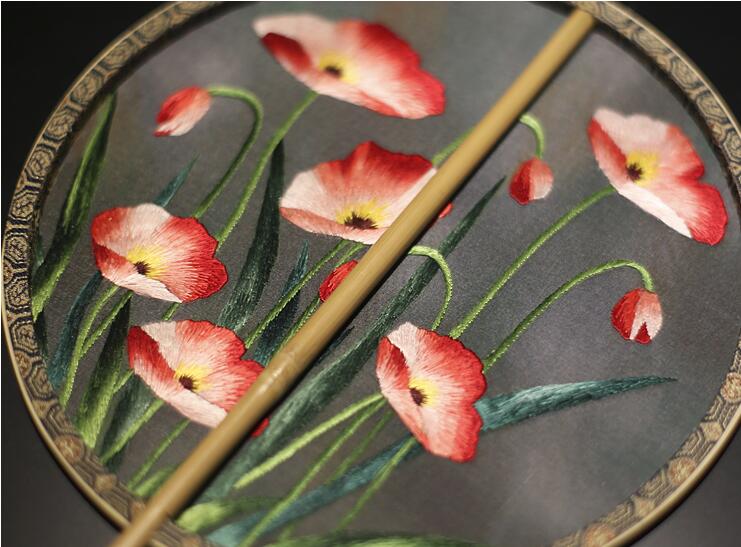 中國風手工刺繡真絲團扇