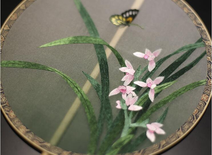 中國風手工刺繡真絲團扇