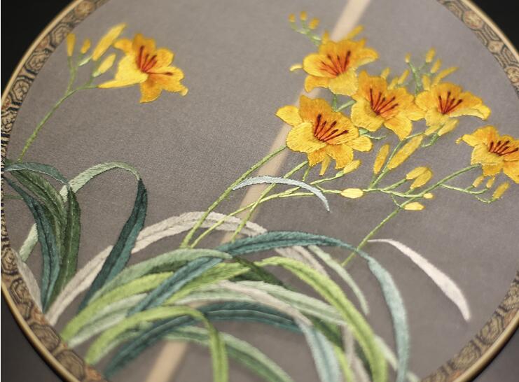 中國風手工刺繡真絲團扇