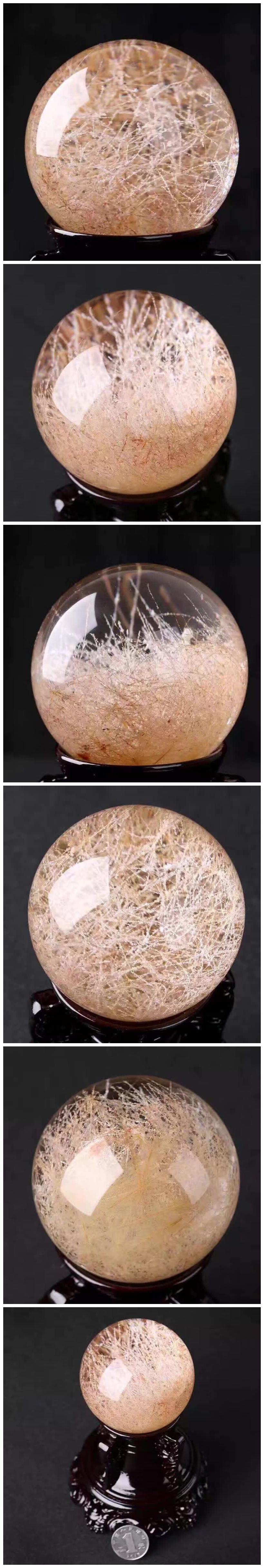 天然白發晶幽靈球擺件，天然水晶的功效與作用