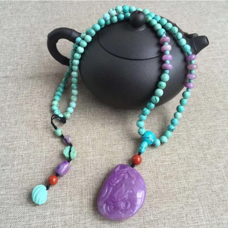老礦冰種綠松石項鏈，綠松石項鏈搭配
