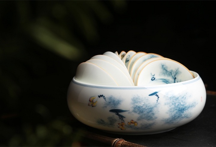 釉下彩景德鎮水盂