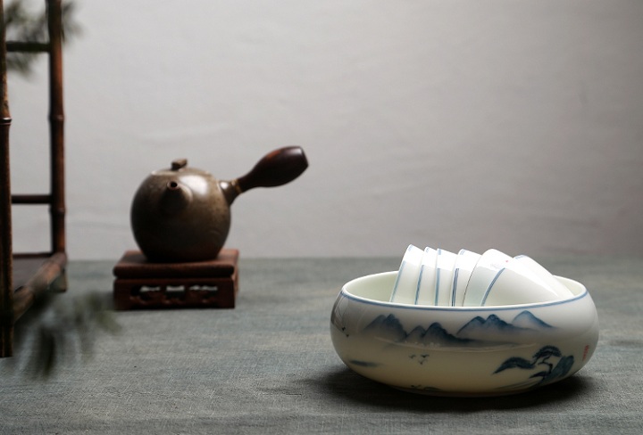 釉下彩景德鎮水盂