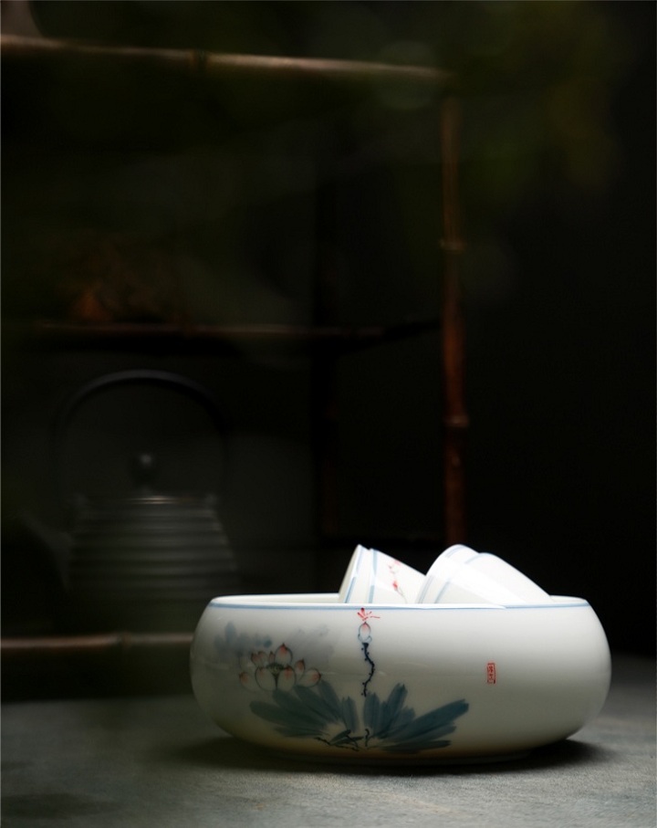 釉下彩景德鎮水盂