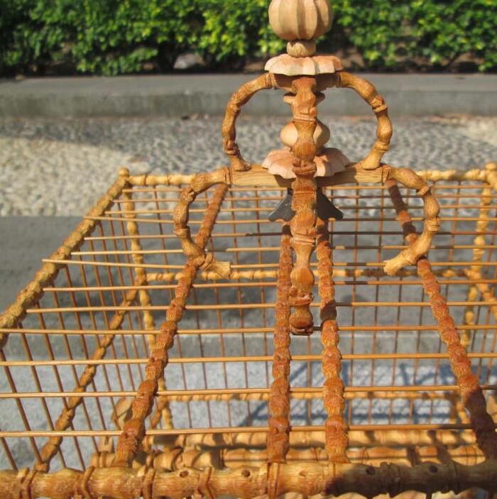 繡眼鳥籠子雕花老竹竹節鳥籠