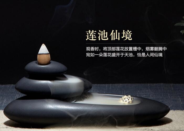 西藏瑪尼堆倒流香爐，創意陶瓷塔香倒流香香爐