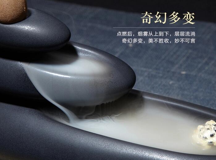 西藏瑪尼堆倒流香爐，創意陶瓷塔香倒流香香爐