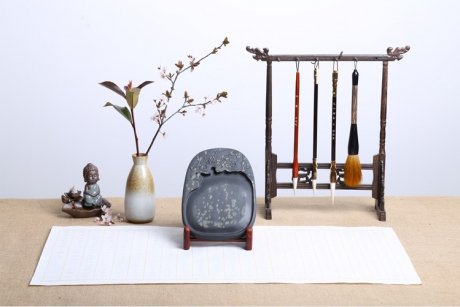 枝上花開，絕美硯臺