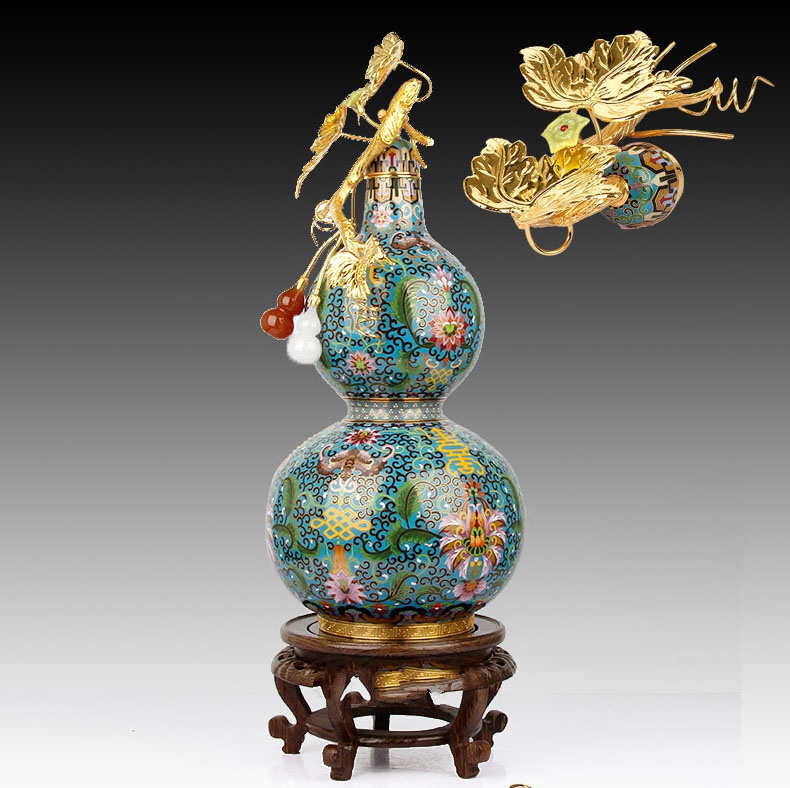 傳統葫蘆花瓶銅胎掐絲擺件