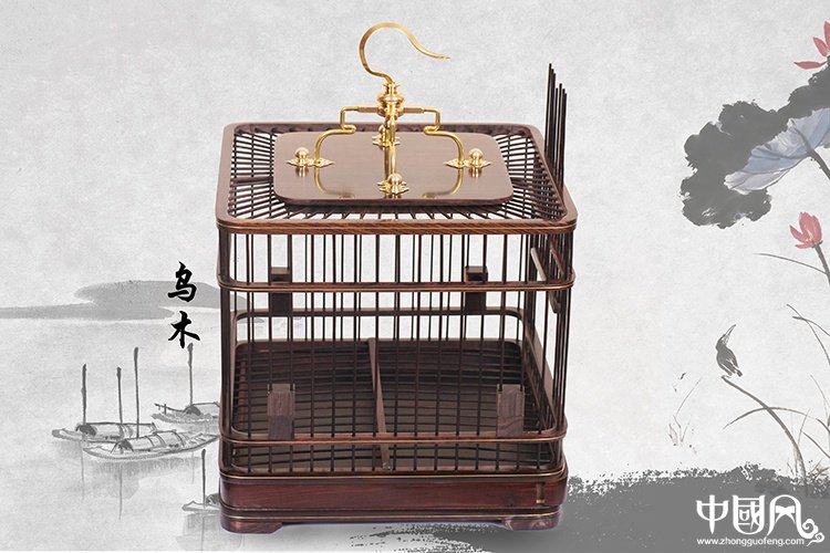 中國風紅木鳥籠子