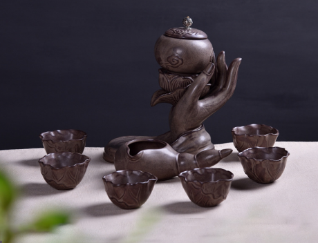 原創陶瓷泡茶自動茶具，佛手蓮花功夫茶具