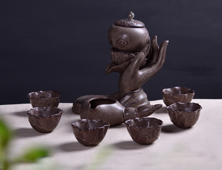 原創陶瓷泡茶自動茶具，佛手蓮花功夫茶具