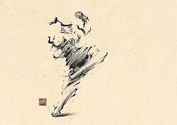 日本勝亦勇水墨功夫中華武術插畫(三)