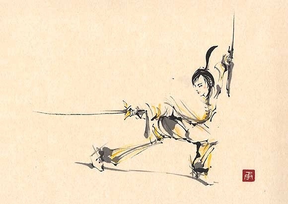 日本勝亦勇水墨功夫中華武術插畫(三)