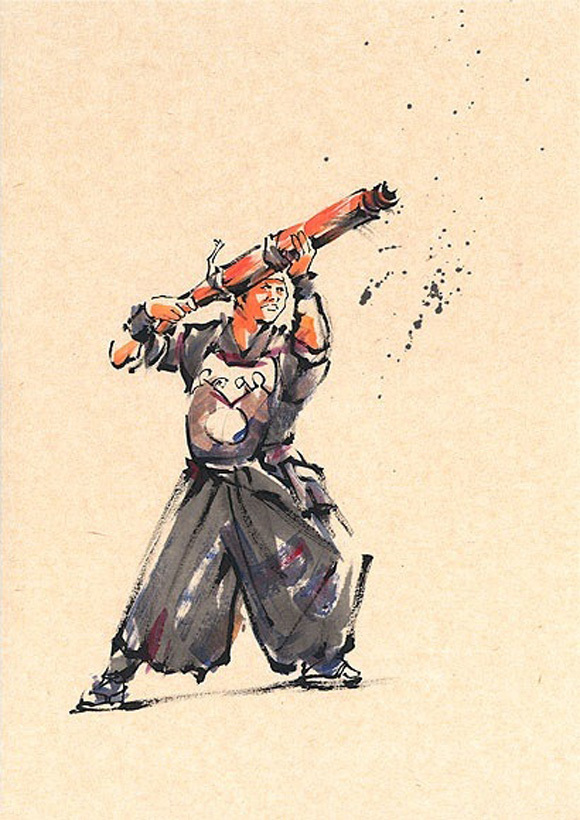 日本勝亦勇水墨功夫中華武術插畫(六)