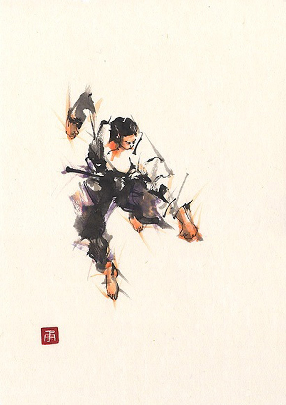 日本勝亦勇水墨功夫中華武術插畫(七)