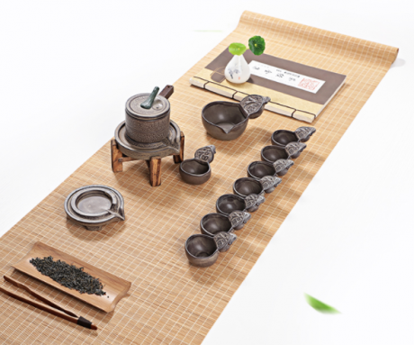 創新浮雕福字茶具，復古石磨茶具
