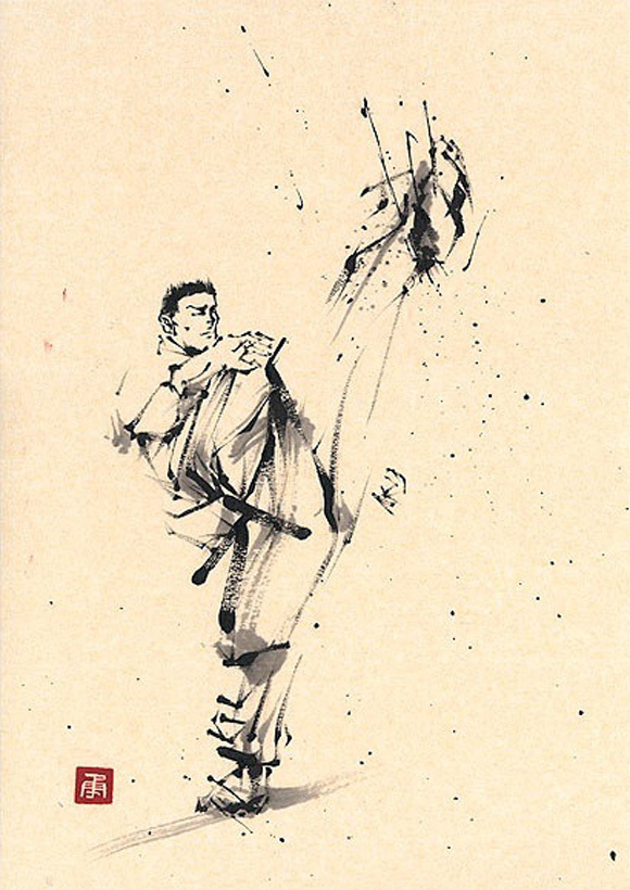 日本勝亦勇水墨功夫中華武術插畫（一）