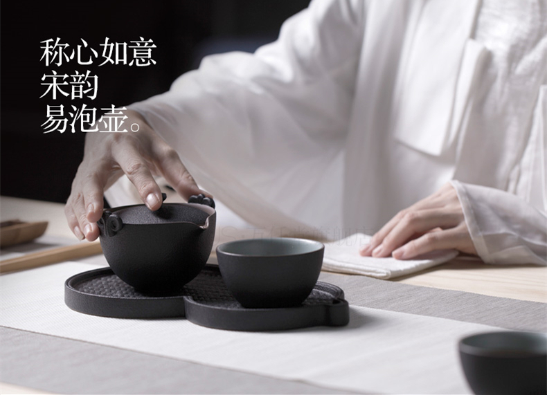 陶瓷功夫茶具一壺二杯，粗陶泡茶器