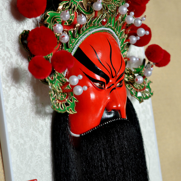 武財(cái)神紅臉的關(guān)公臉譜，國(guó)粹家具飾品掛件