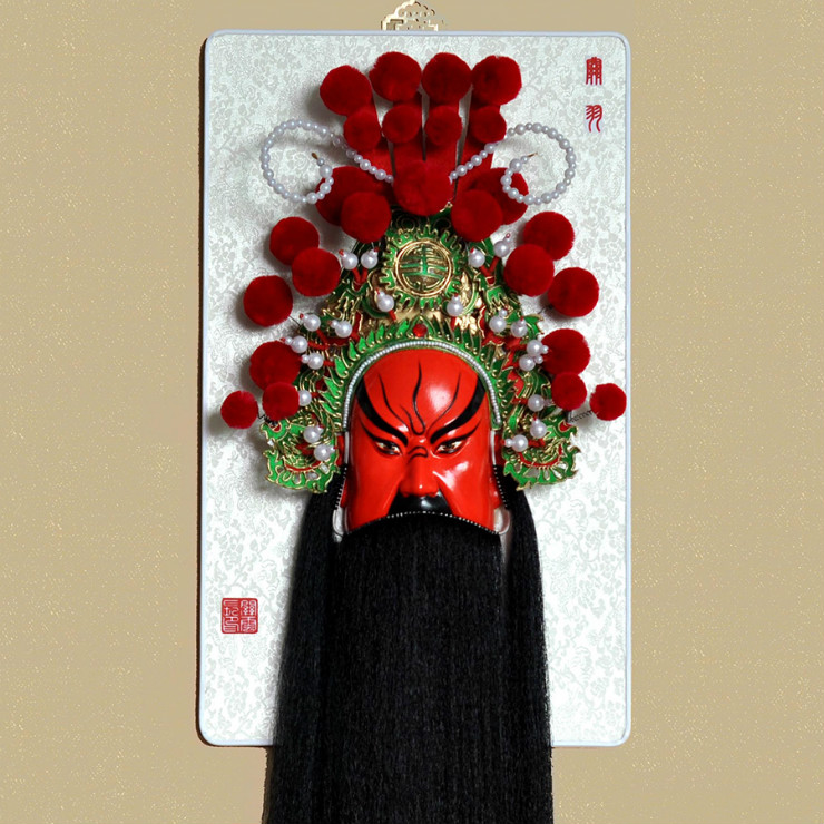 武財(cái)神紅臉的關(guān)公臉譜，國(guó)粹家具飾品掛件