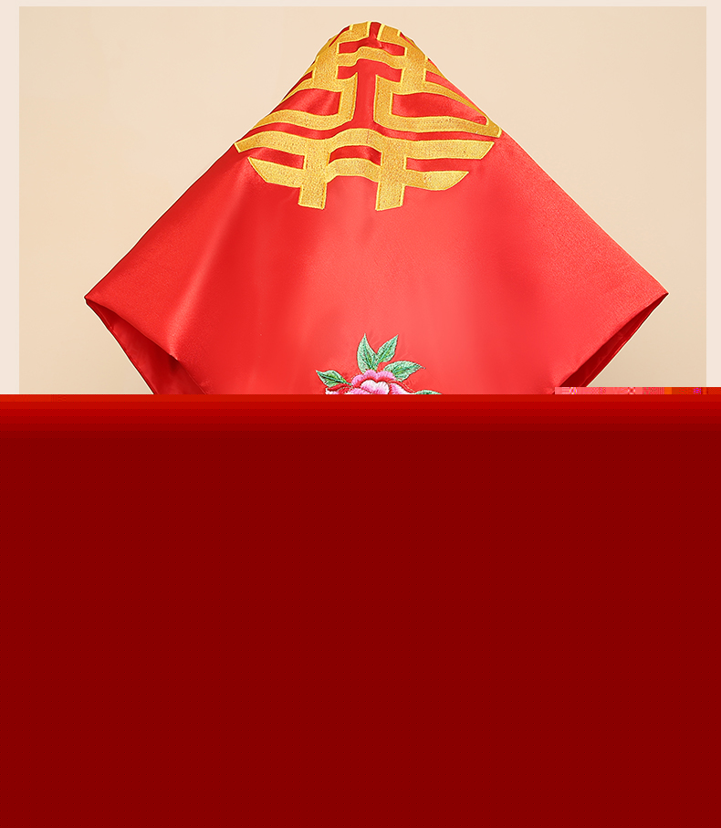 花藺中式新娘頭飾紅蓋頭，唯美中國結喜帕新娘