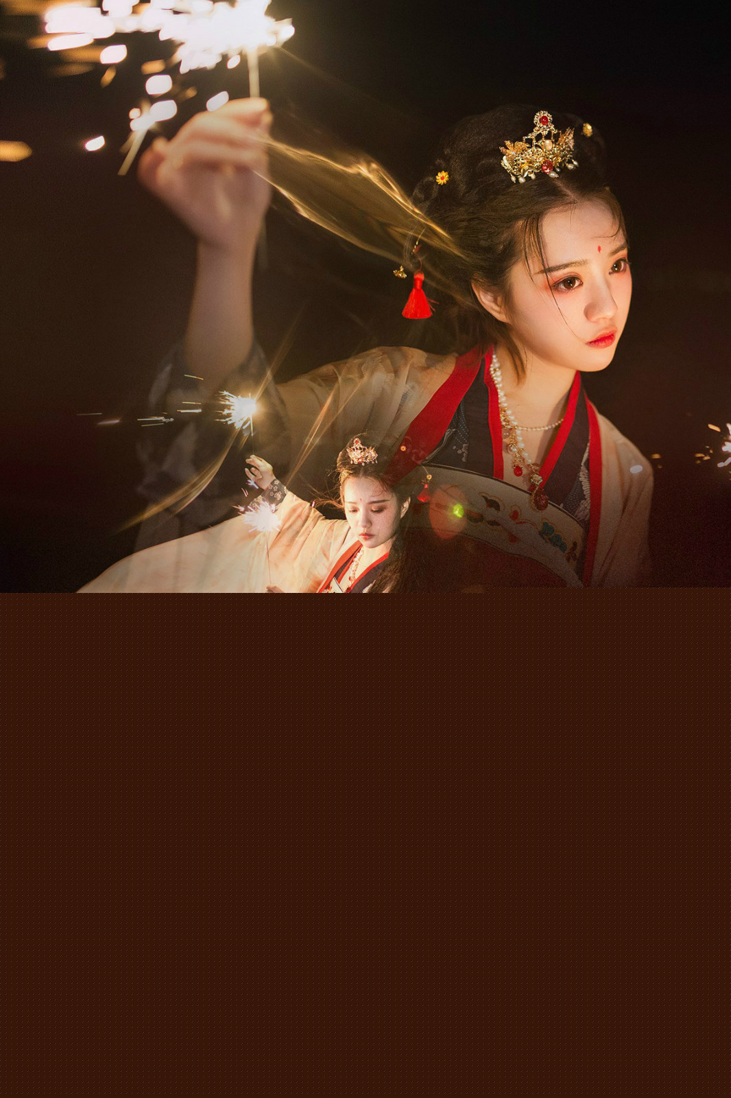 星空下翩翩起舞的古裝女子攝影