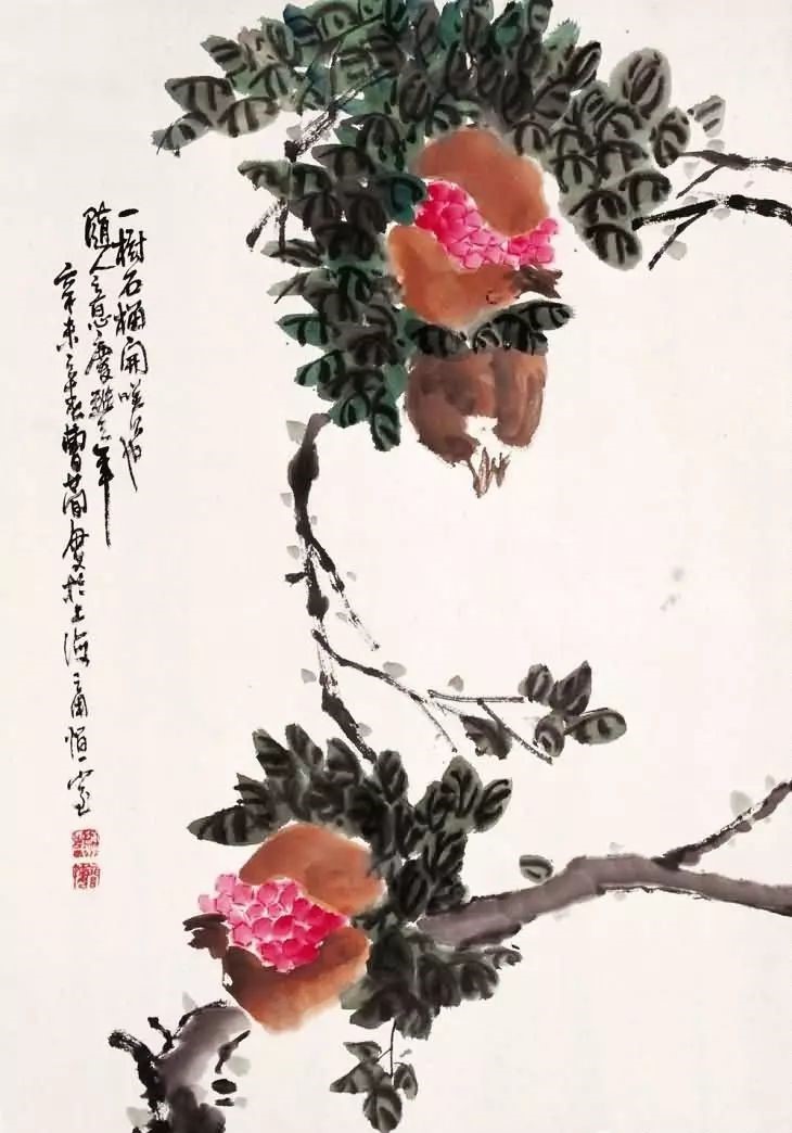 32幅曹簡(jiǎn)樓國畫石榴圖：石榴令人垂涎欲滴！