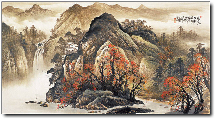 巍峨大氣的山水風(fēng)景水墨國(guó)畫作品欣賞