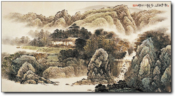 巍峨大氣的山水風景水墨國畫作品欣賞