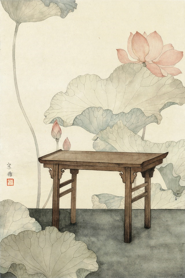 古典清雅宋揚(yáng)國畫植物家具工筆畫