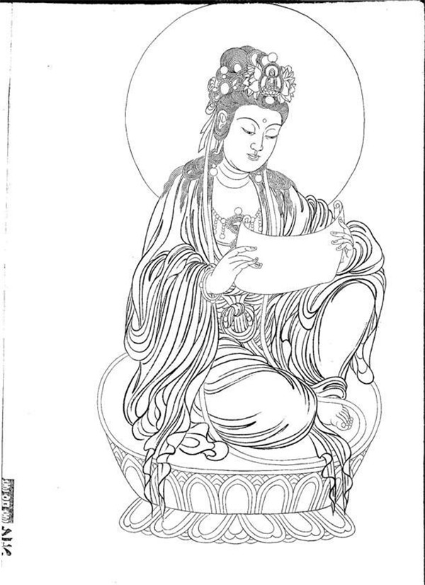 中國風繪畫技巧白描觀音圖