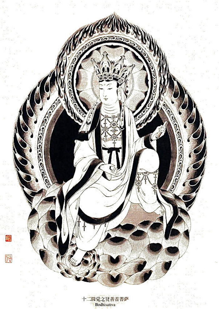中國傳統菩薩大菩薩國畫白描欣賞