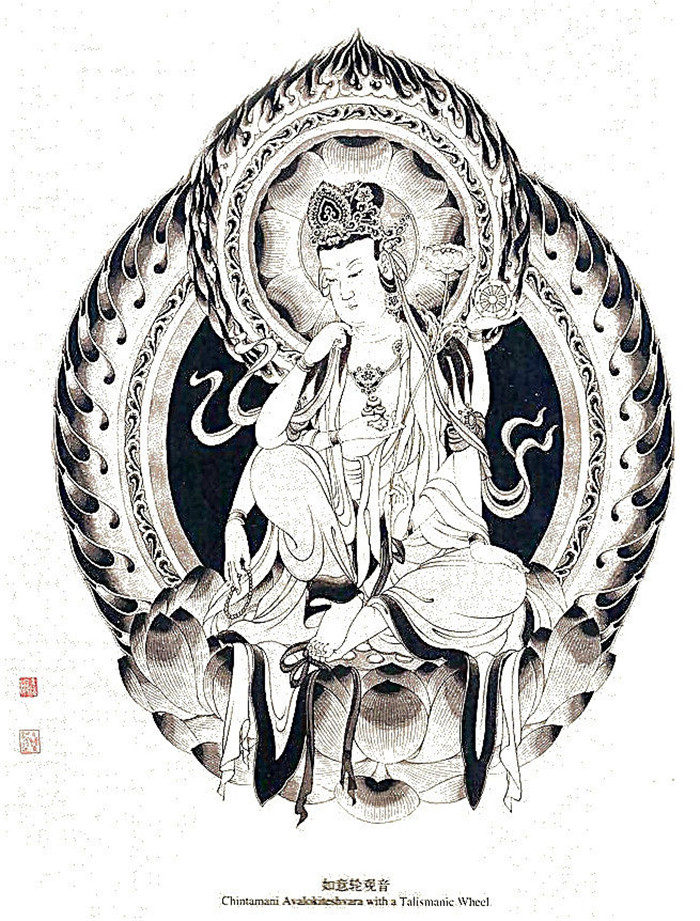 中國傳統菩薩大菩薩國畫白描欣賞