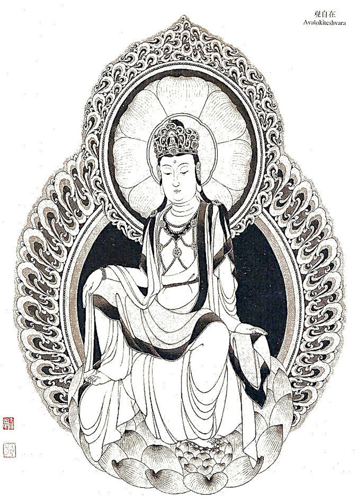 中國傳統菩薩大菩薩國畫白描欣賞