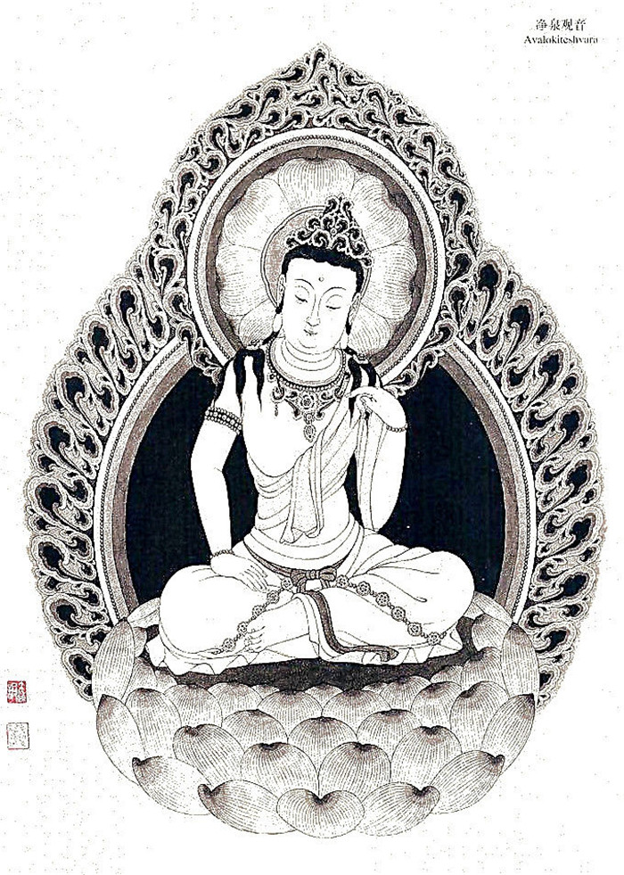 中國傳統菩薩大菩薩國畫白描欣賞