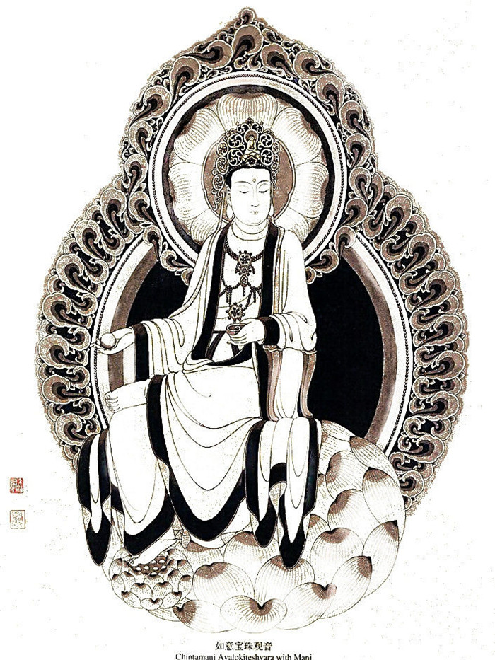 中國傳統菩薩大菩薩國畫白描欣賞